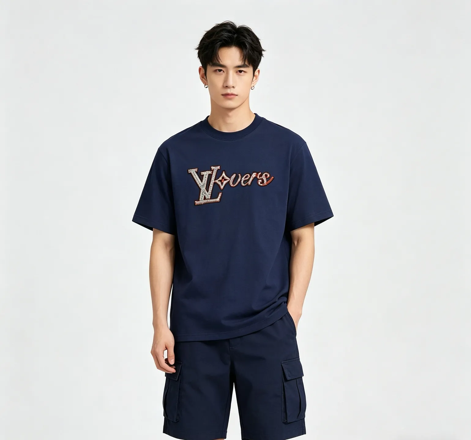 Louis Vuitton/Louis Vuitton beaded embroidered monogram short sleeves